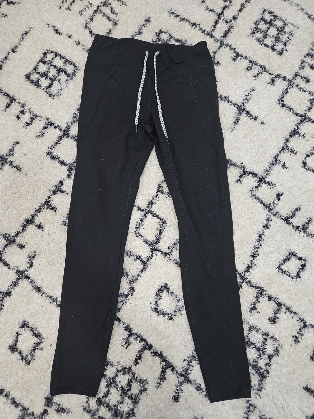 Yogalicious Black Leggings with White Drawstring